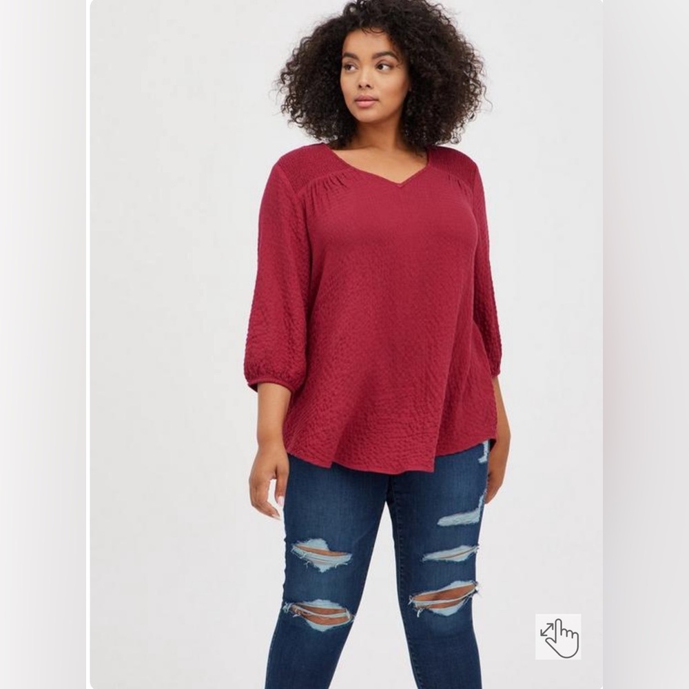 Torrid Crinkle Gauze Smocked Tunic Top